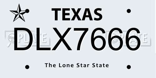 DLX7666 Texas License Plate