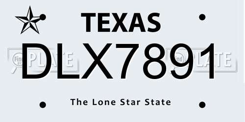 DLX7891 Texas License Plate