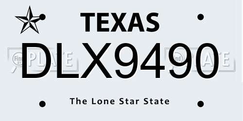 DLX9490 Texas License Plate