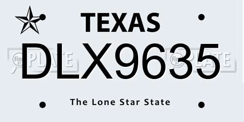 DLX9635 Texas License Plate