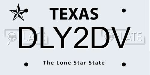 DLY2DV Texas License Plate