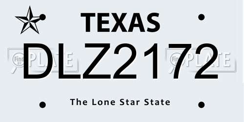 DLZ2172 Texas License Plate