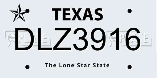 DLZ3916 Texas License Plate