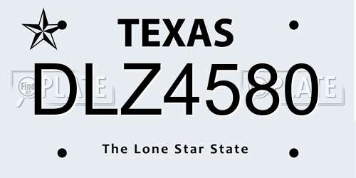 DLZ4580 Texas License Plate