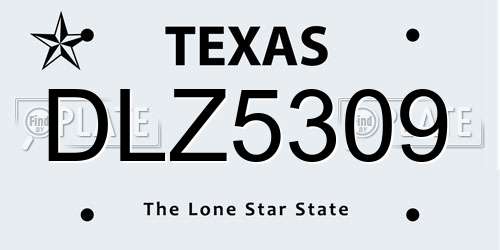 DLZ5309 Texas License Plate