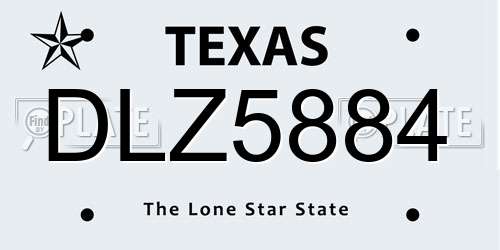 DLZ5884 Texas License Plate
