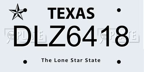 DLZ6418 Texas License Plate