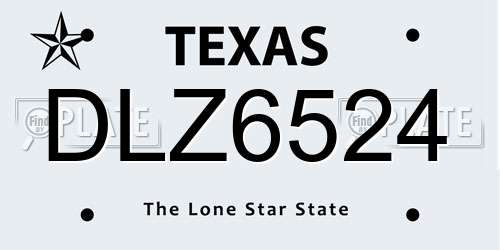 DLZ6524 Texas License Plate