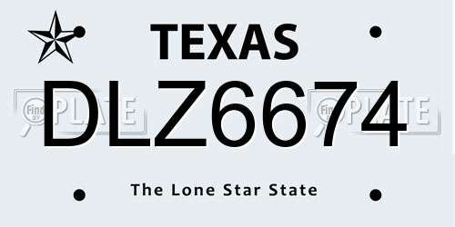 DLZ6674 Texas License Plate