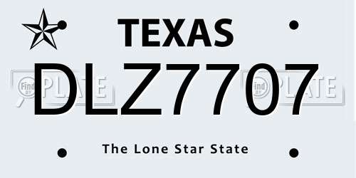 DLZ7707 Texas License Plate