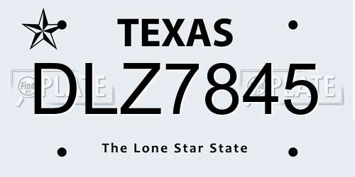 DLZ7845 Texas License Plate