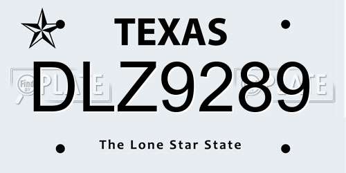 DLZ9289 Texas License Plate