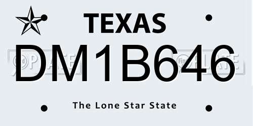 DM1B646 Texas License Plate