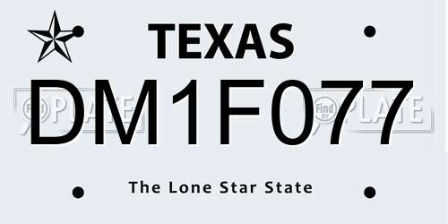 DM1F077 Texas License Plate