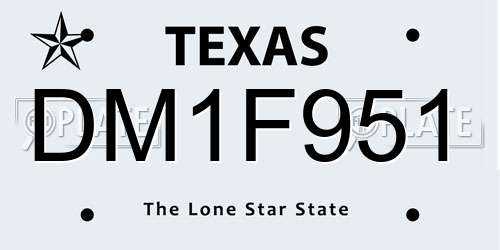 DM1F951 Texas License Plate