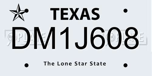 DM1J608 Texas License Plate