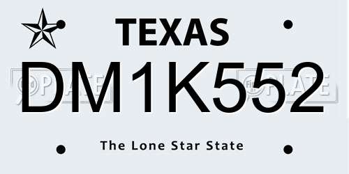 DM1K552 Texas License Plate