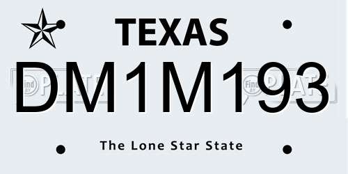 DM1M193 Texas License Plate