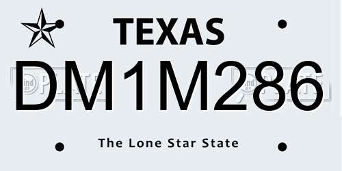 DM1M286 Texas License Plate
