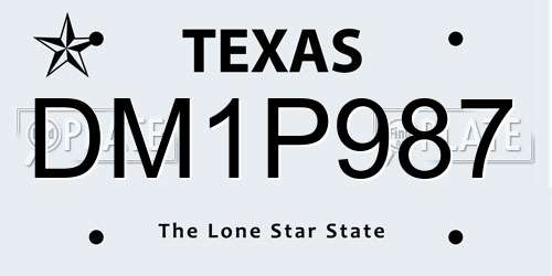 DM1P987 Texas License Plate