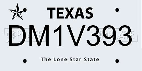 DM1V393 Texas License Plate
