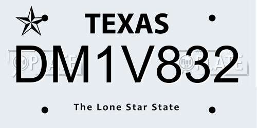DM1V832 Texas License Plate