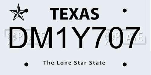 DM1Y707 Texas License Plate