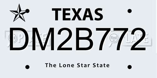 DM2B772 Texas License Plate