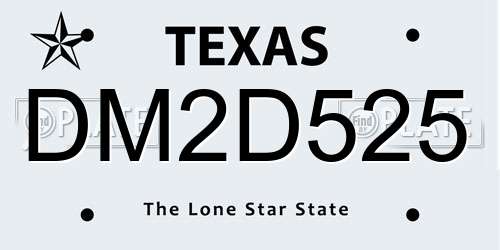 DM2D525 Texas License Plate