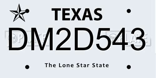 DM2D543 Texas License Plate