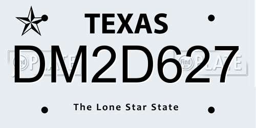DM2D627 Texas License Plate