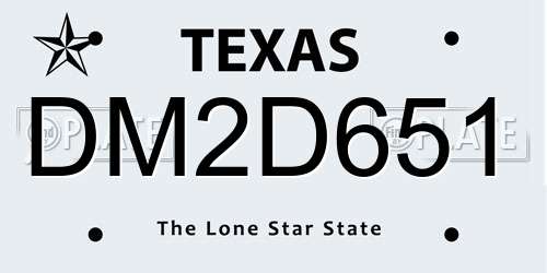 DM2D651 Texas License Plate