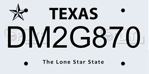 DM2G870 Texas License Plate