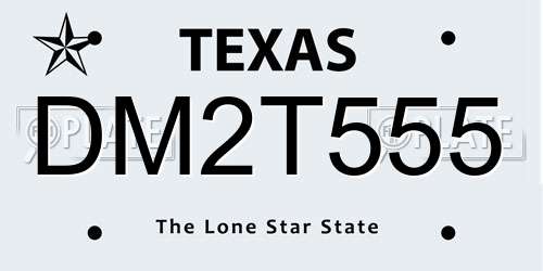 DM2T555 Texas License Plate