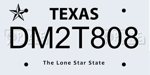 DM2T808 Texas License Plate