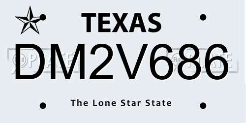 DM2V686 Texas License Plate
