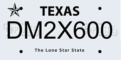 DM2X600 Texas License Plate