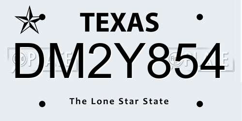 DM2Y854 Texas License Plate