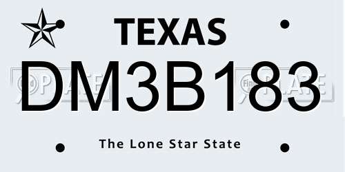 DM3B183 Texas License Plate