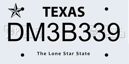 DM3B339 Texas License Plate