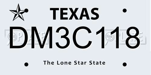 DM3C118 Texas License Plate