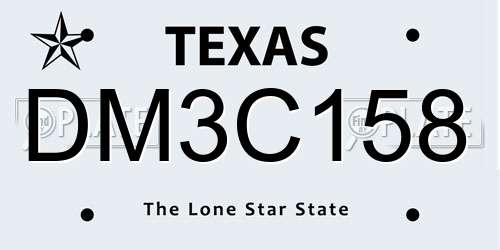 DM3C158 Texas License Plate