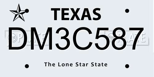 DM3C587 Texas License Plate