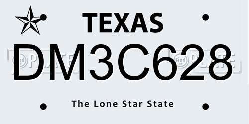DM3C628 Texas License Plate