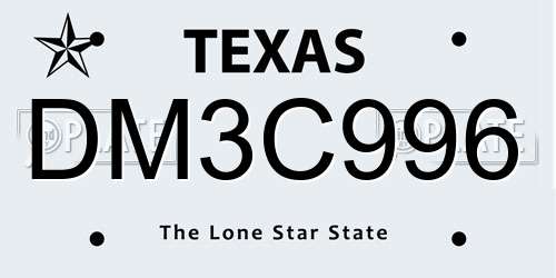 DM3C996 Texas License Plate