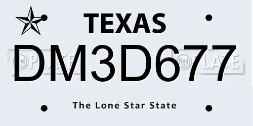 DM3D677 Texas License Plate