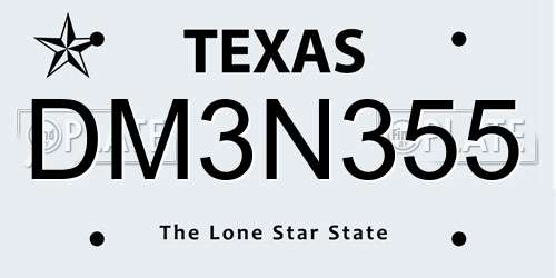 DM3N355 Texas License Plate