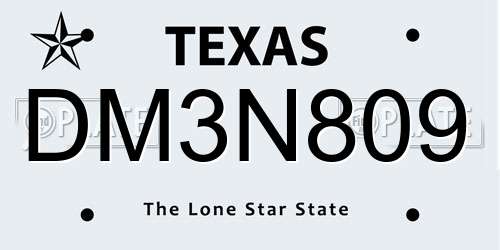 DM3N809 Texas License Plate