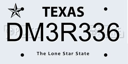 DM3R336 Texas License Plate
