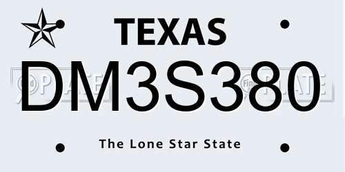 DM3S380 Texas License Plate